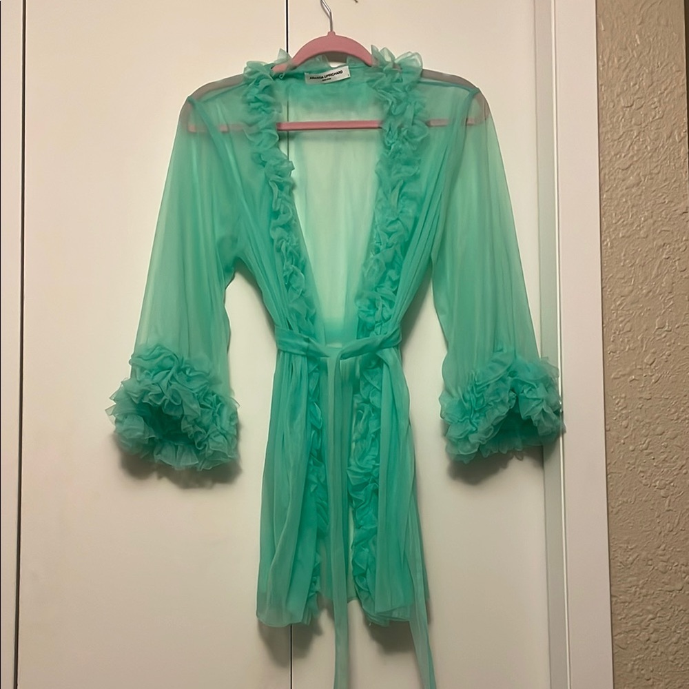 Amanda Uprichard Aqua/ Tiffany blue Sheer Robe